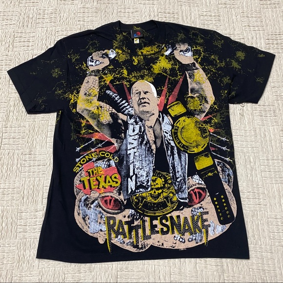 Backstock Co Stone Cold Steve Austin Texas Rattlesnake T-shirt WWF AOP New - Picture 1 of 13